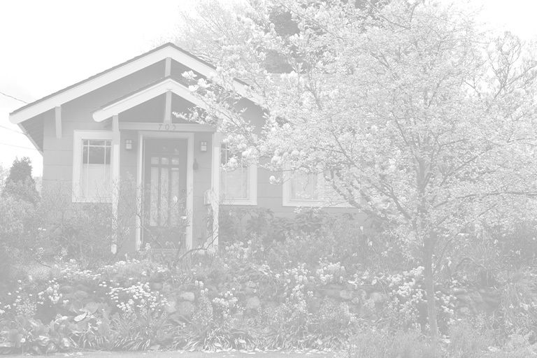 house surrounded by flowers and trees